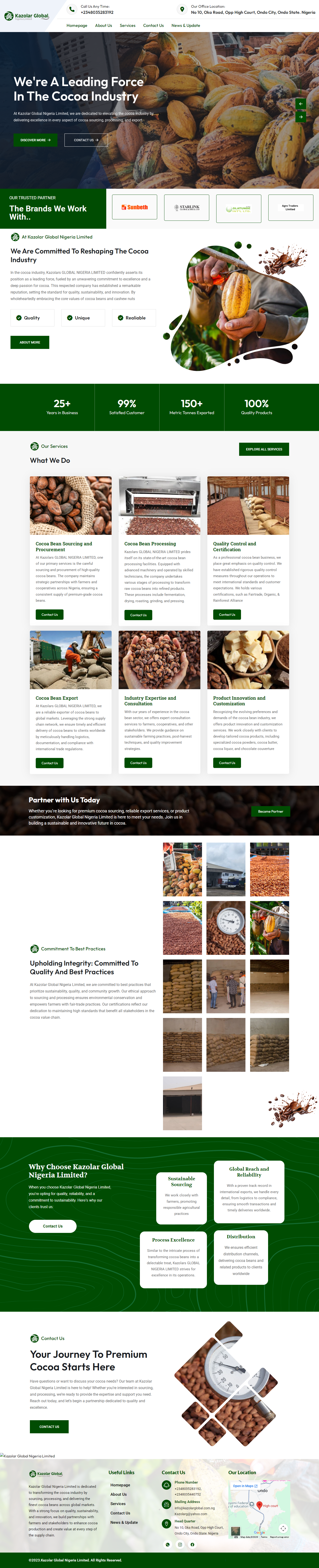 Keusder Global Nigeria Limited website homepage showcasing cocoa processing, sourcing, and agricultural export services.